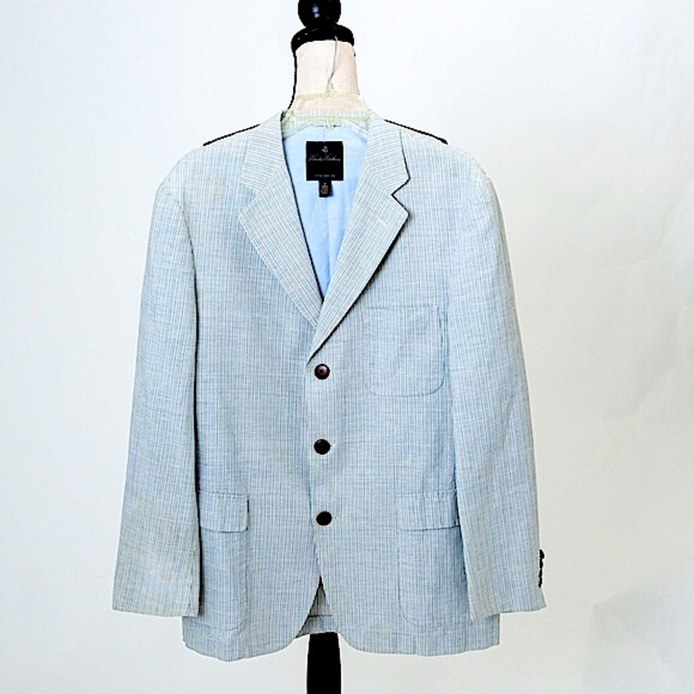 Brooks Brothers sport coat blazer jacket linen blend striped M
